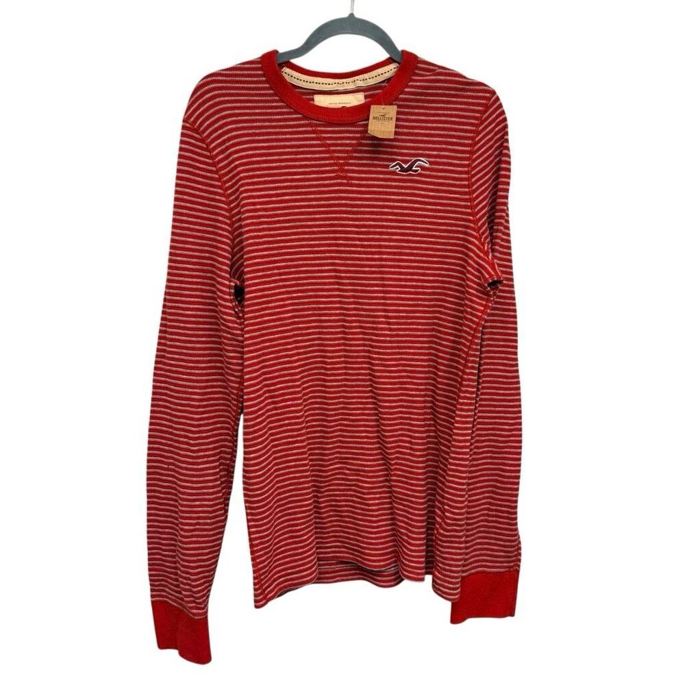 Hollister red striped long sleeve tshirt size xl